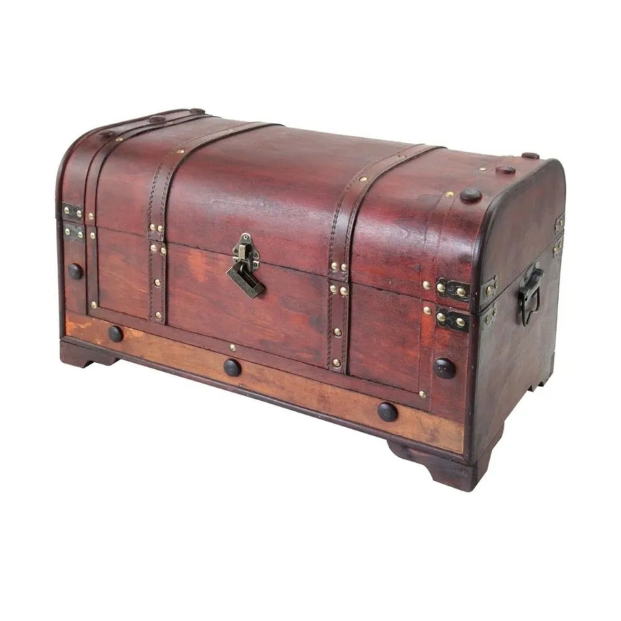 HMF Vintage Schatztruhe aus Holz in Braun mit Schloss, B/T/H: 54 x 28 x 30 cm - Bild 2