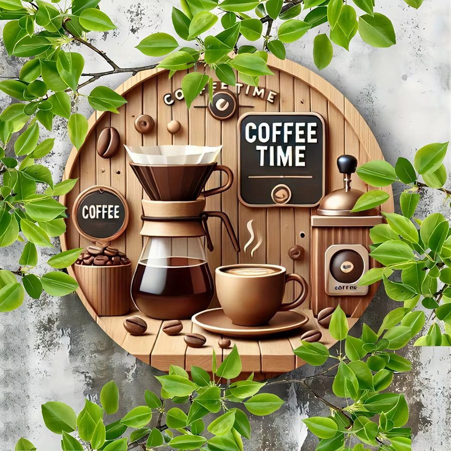 Vintage Kaffee Wandkunst CIFBUY Runde 2D-Scheiben Dekoration für Bar und Café - Bild 4
