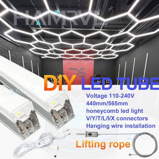 HAMRVL Honeycomb DIY LED-Röhrenlampe in Weiß, moderne Sechseckbeleuchtung für Werkstätten und professionelle Arbeitsbereiche - Bild 1