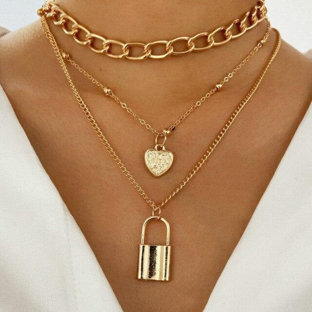 Halskette Choker, Mehrschichtige Münzanhänger, Messing, Gold, Damen - Bild 1