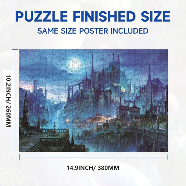 MaxRenard Mini-Puzzle dunkles Schloss, Landschaftsgemälde, 1000 Teile, ab 14 Jahren - Bild 1