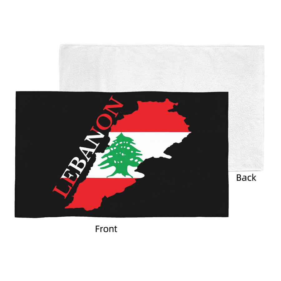Saugfähiges Baumwoll-Handtuch Libanon Flagge Design von Creative Man, Farbe: Weiß, B: 40 cm, H: 60 cm - Bild 2
