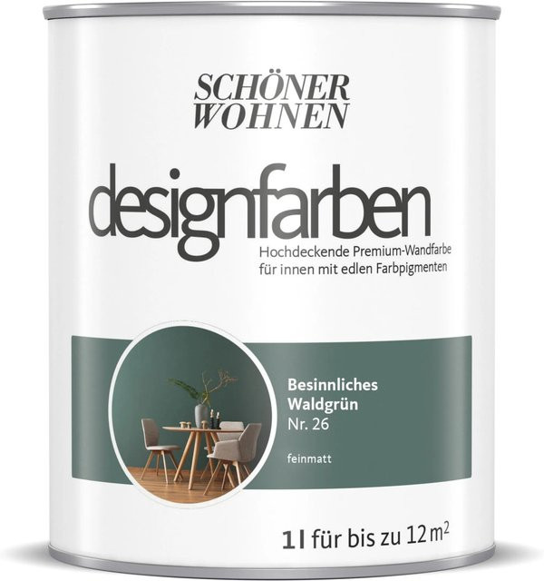 Schöner Wohnen Designfarbe Besinnliches Waldgrün, wasserbasiert und konservierungsmittelfrei, 1,0 l - Bild 1