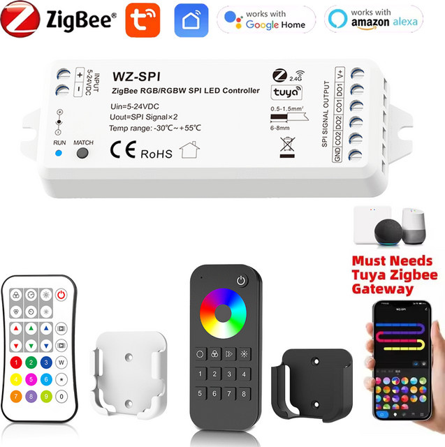 Tuya Zigbee + RF SPI LED Controller WZ-SPI mit Fernbedienung für RGB/RGBW LED Streifen und Pixel Module, DC5V-24V, Marke YSRSAI - Bild 1