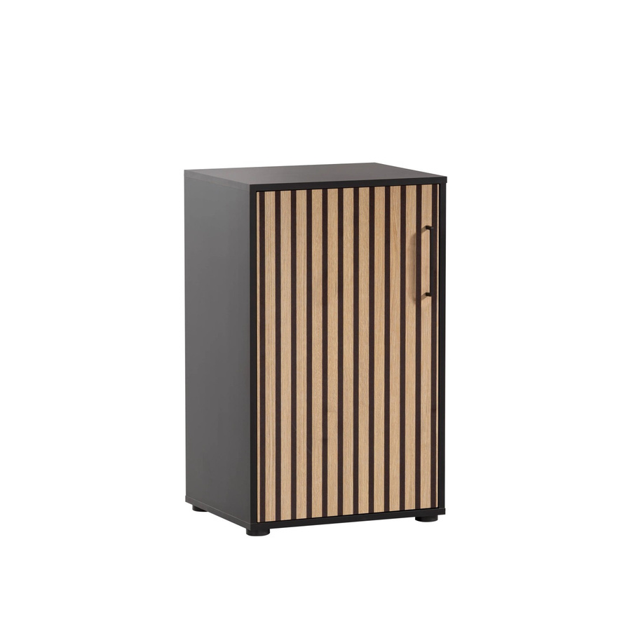 PROREGAL Aktenschrank Raven Small mit Akustikpaneelen in Eiche und Schwarz, H x B x T: 84 x 51 x 41 cm - Bild 2