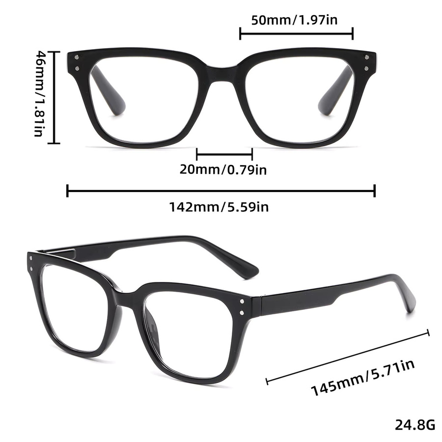 Lesebrille, quadratisch, Vollrand, schwarz, Kunststoff, Anti-Blaulicht - Bild 2