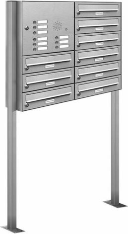 AL Briefkastensysteme Freistehendes Briefkasten-Mehrfachsystem für 9 Parteien in Silber, B/H/T: 84,6 x 150 x 27,5 cm - Bild 1