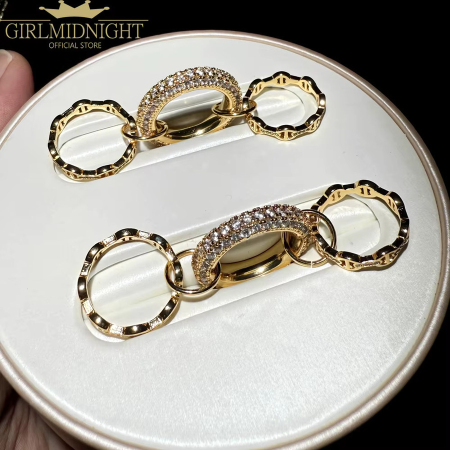 GIRLMIDNIGHT Ringe, 3-teilig, Kupfer, Gold, Zirkonia, Damen - Bild 3