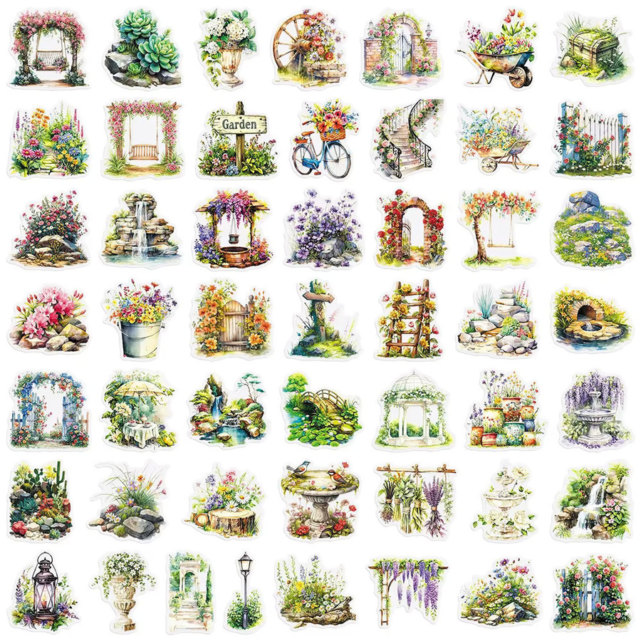 Charile Secret Garden Blumen- und Pflanzen-Kunststicker, transparente Sticker - Bild 3