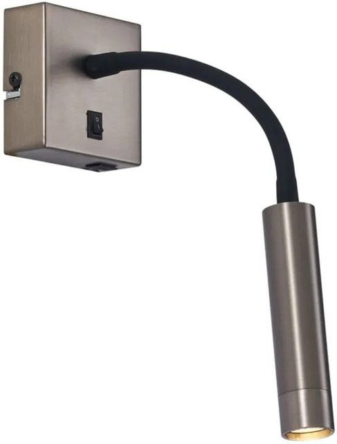 QAZQA Moderne Wandleuchte in Gunmetal mit USB-C-Anschluss für Schlafzimmer und Homeoffice - Bild 1