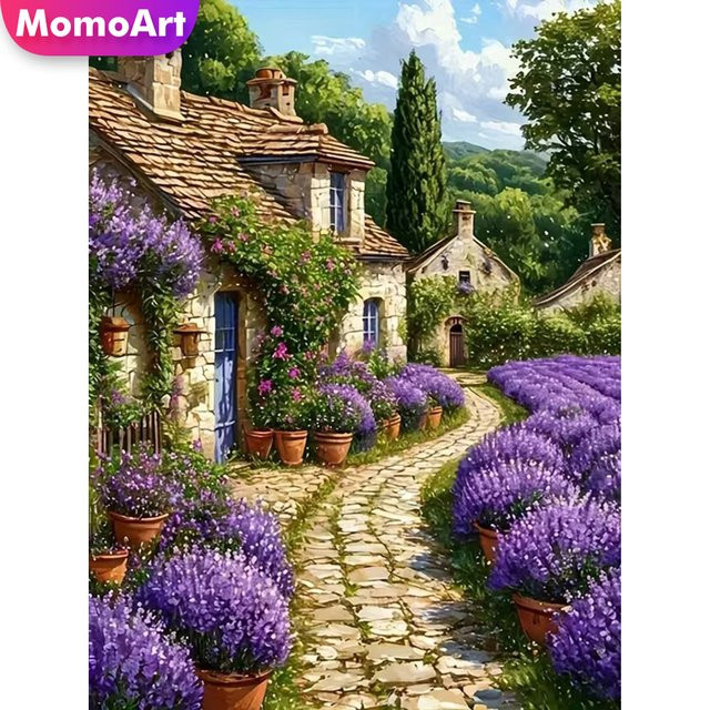 Momoart Diamond Painting Set Haus und Garten als DIY Kunst-Set mit floralem Motiv in Multicolour, B/H: 30 x 20 cm - Bild 1