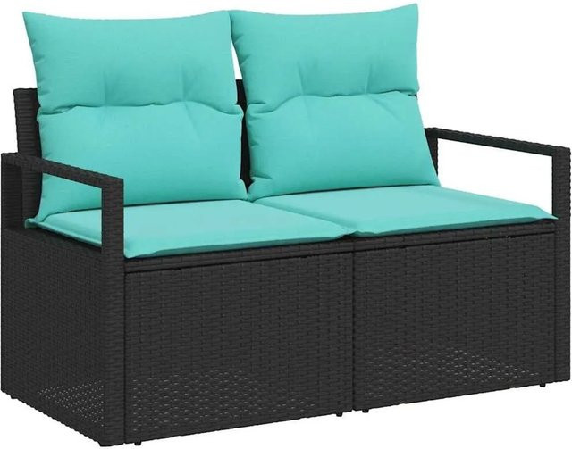 vidaXL Gartenmöbel Set 6-teilig Schwarz aus Poly-Rattan mit Polsterung und Outdoor-Tisch - Bild 1