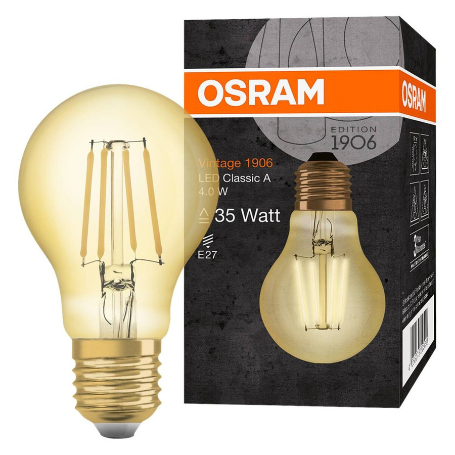 Osram LED-Leuchtmittel Vintage Filamentlampe E27 Tropfenform in Amber Gold Transparent, H x Ø: 10,5 x 6 cm - Bild 2