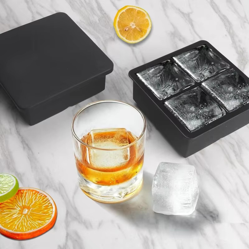 Große Silikon-Eisformen für quadratische Eiswürfel, stapelbare und flexible Eiswürfelschalen - Bild 2