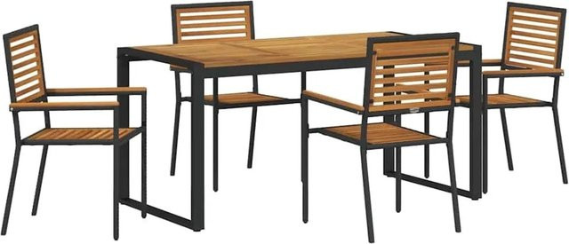 vidaXL Garten Essgruppe 5-teilig aus Poly-Rattan und Akazienholz in Schwarz und Braun - Bild 1