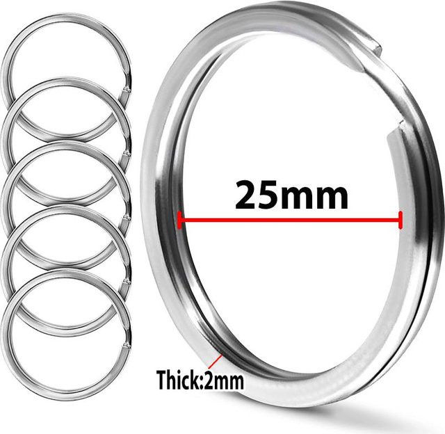 Schlüsselringe Edelstahl, Silber, Rund, Flach, 25-35 mm - Bild 1