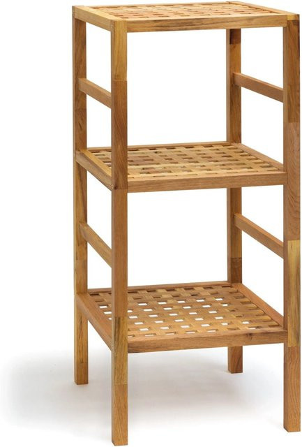 Relaxdays Badregal aus Walnussholz in Braun mit 3 Böden, H x B x T: 85 x 35,5 x 35,5 cm - Bild 1