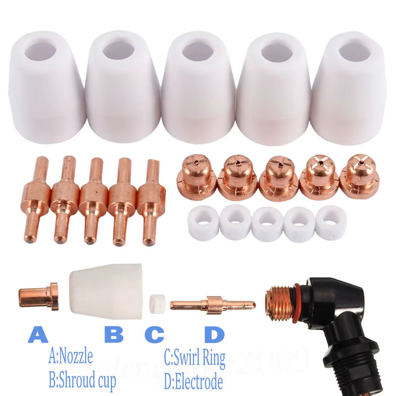 Plasma-Schneidspitzen und Verschleißteile Set für LG-40 PT-31 Cut40 Cut50 Schneidbrenner mit Elektroden, Shield Cups und Düsen - Bild 3