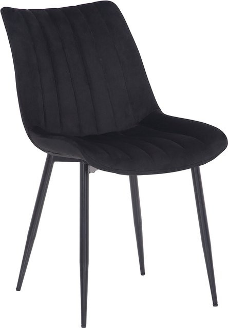 CLP Polsterstuhl Rahden aus Samt mit gestepptem Sitz und schwarzem Gestell, Sitzhöhe: 46 cm - Bild 1