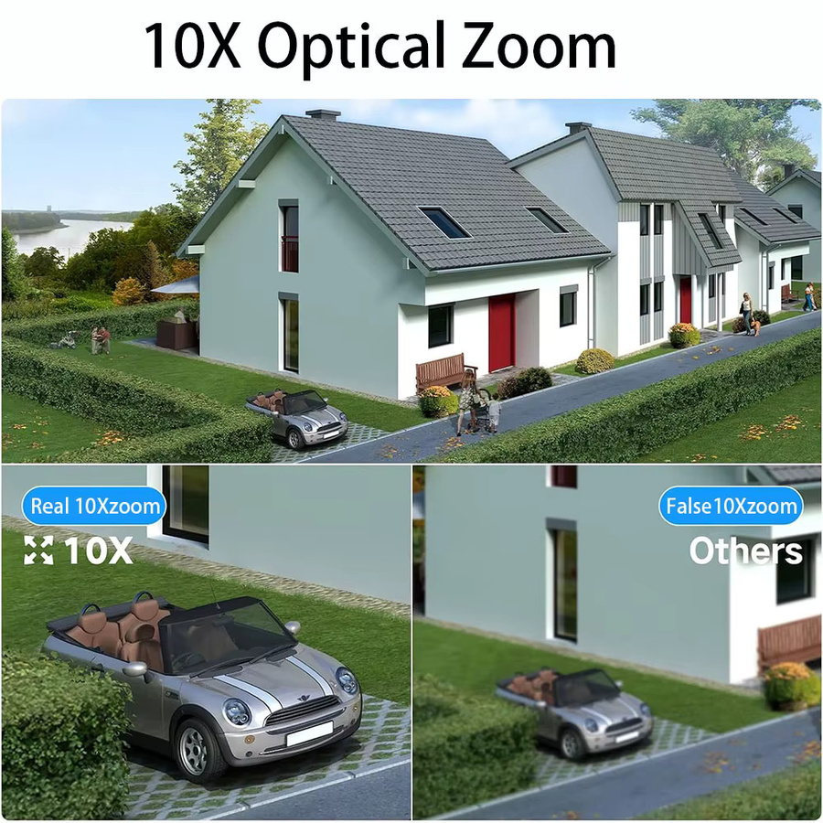 OKAM PRO 8MP Außen-Solarkamera mit 10-fach optischem Zoom, PIR-Bewegungserkennung, Farbnachtsicht und Zwei-Wege-Audio in Weiß - Bild 2