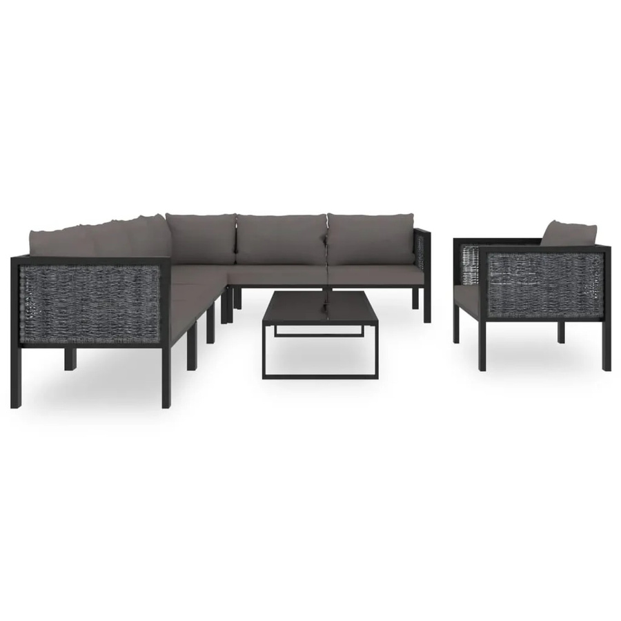 vidaXL 8-tlg Garten-Lounge-Set in L-Form mit Auflagen aus Poly Rattan und Aluminiumgestell in Anthrazit - Bild 2