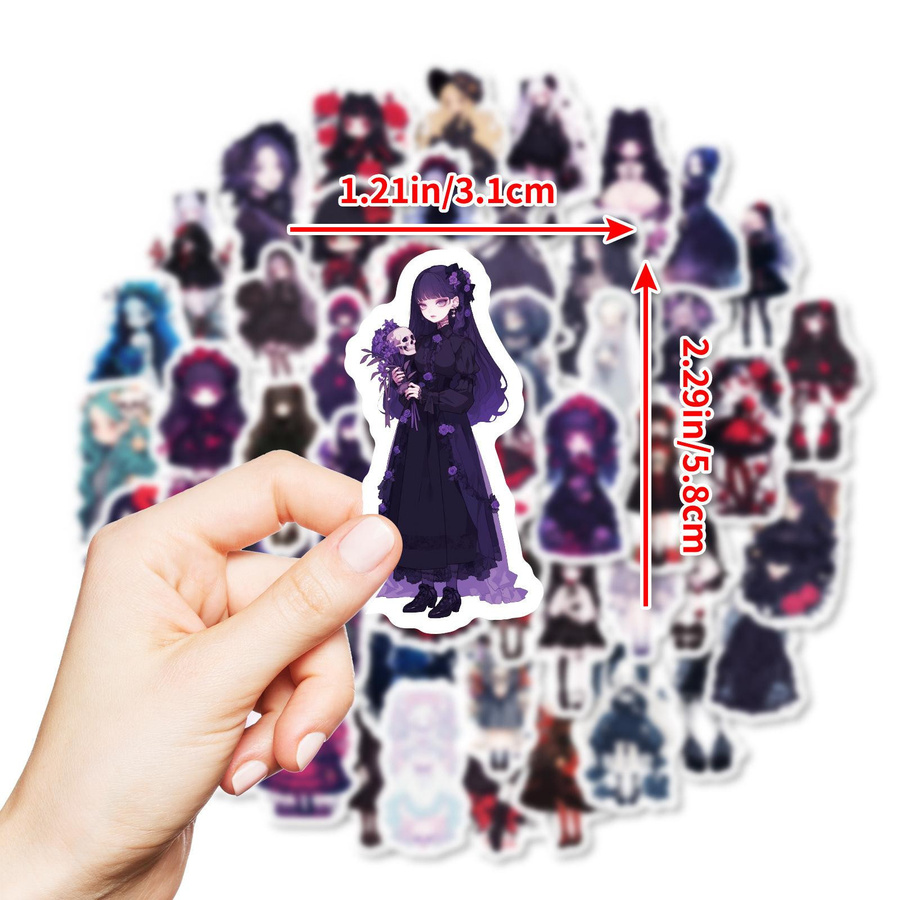 50 Goth Lolita Cartoon Graffiti Aufkleber im Rose Girl Gothic Style, Mehrfarbig - Bild 3
