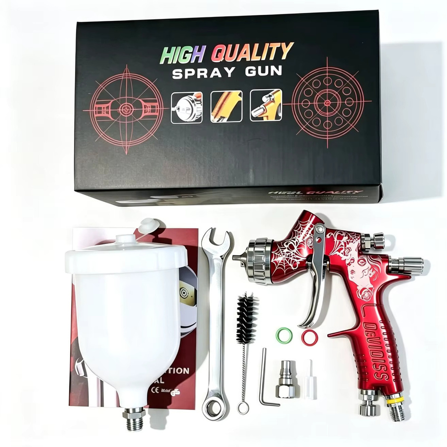 DeVIDISS Pro LITE GTE20 1.3 TIP Professionelles Autolack-Sprühgerät in Rot mit 600 ml Fassungsvermögen - Bild 4
