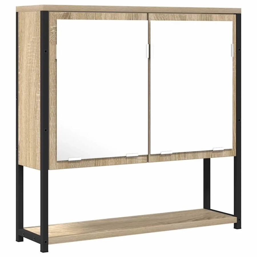 vidaXL Badezimmer Spiegel mit Regal in Beige, Wandmontage, B/H: 60 x 60 cm, Tiefe: 16 cm - Bild 1