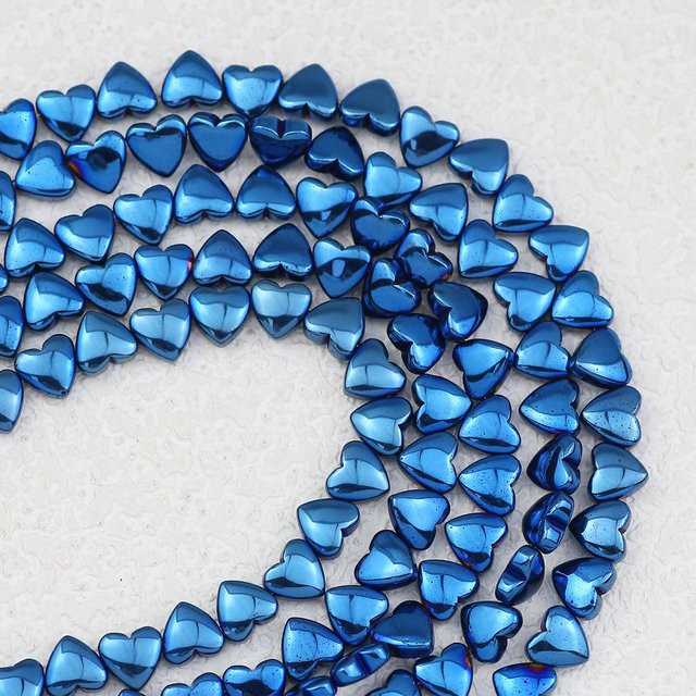 wlyees Hämatit Stein Perlen, blau, Pfirsichherz, 6 mm - Bild 1