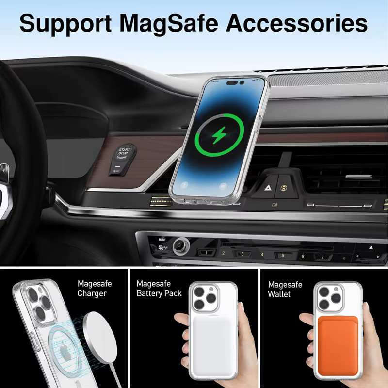 Magnetische MagSafe Clear Hülle für Apple iPhone kompatibel mit Wireless Charging, transparent - Bild 4
