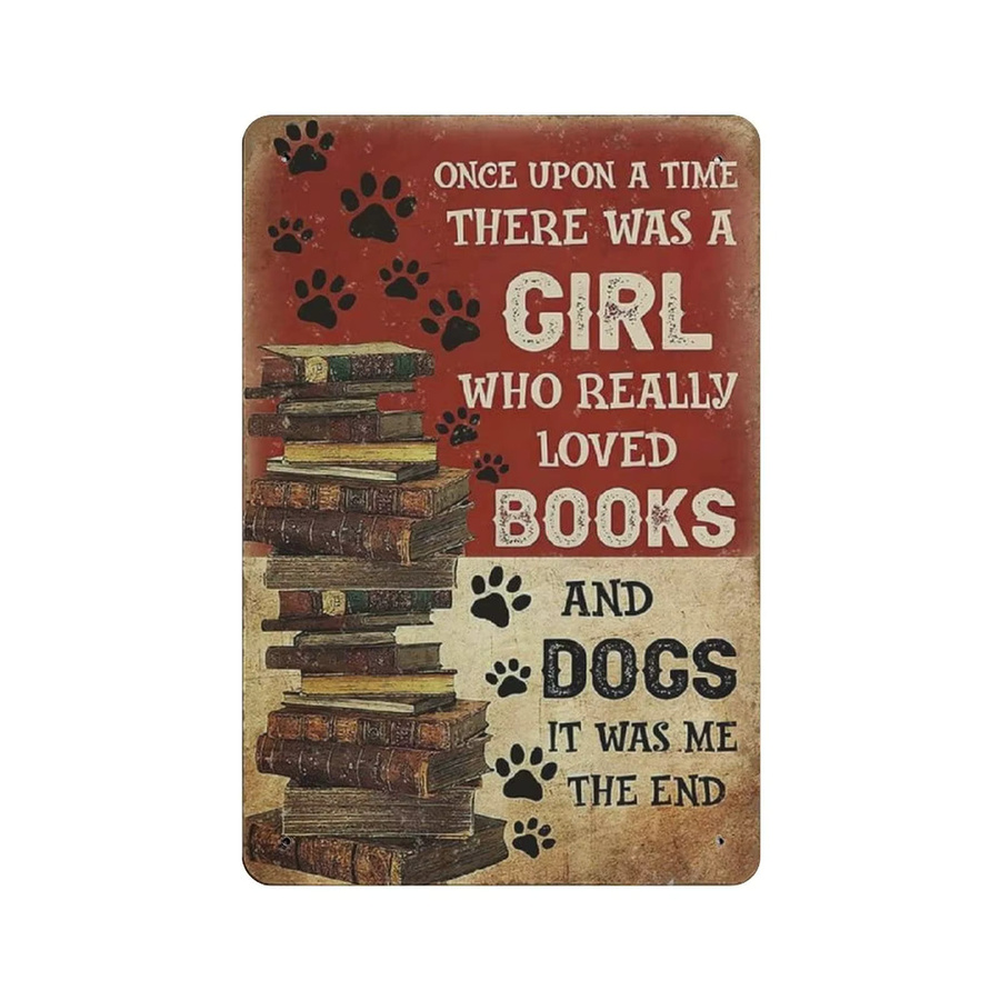 PPFINE Retro Metallschild Once Upon A Time There Was A Girl Who Really Loved Books & Dogs, Hängendes Blechschild in Mehrfarbig, B/H: 20,0 x 14,0 cm - Bild 2