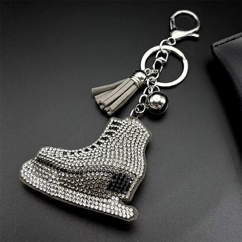 AFAWA Schlüsselanhänger Eiskunstlauf Schuhe, Silber, Messing, Kristall, Unisex - Bild 2