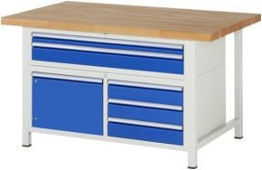 Rau Werkbank höhenverstellbar 8922A2 mit 5 Schubladen und 1 Tür, Farbe: Multicolour, B: 150 cm, T: 90 cm, H: 84-104 cm - Bild 1