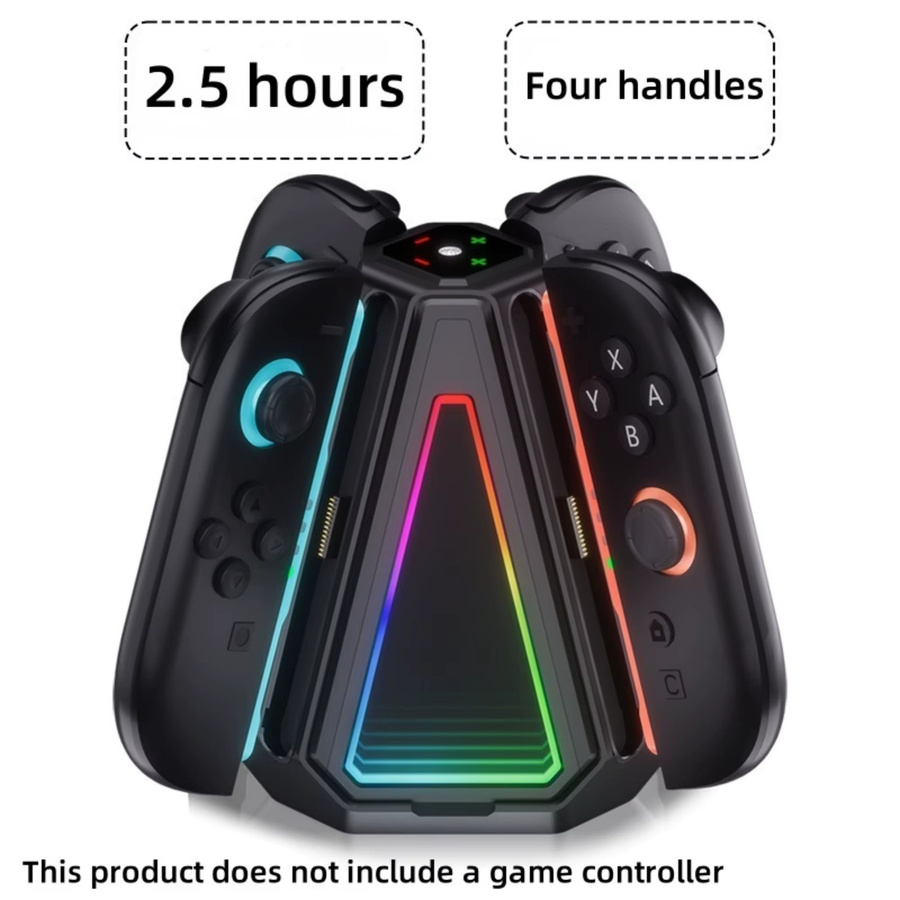 Benicabaly Ladestation für Nintendo Switch Joy-Con mit 9 Touch-LED-Lichteffekten, Schwarz, PG-S219 - Bild 3