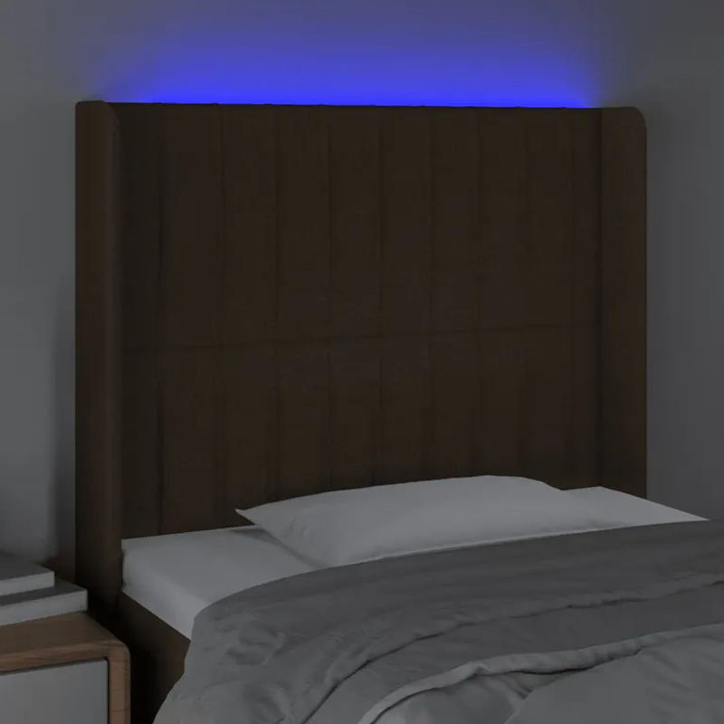 Vidaxl Bettkopfteil mit LED in Dunkelbraun, modernes gepolstertes Design, B/T/H: 83 x 16 x 118/128 cm - Bild 2