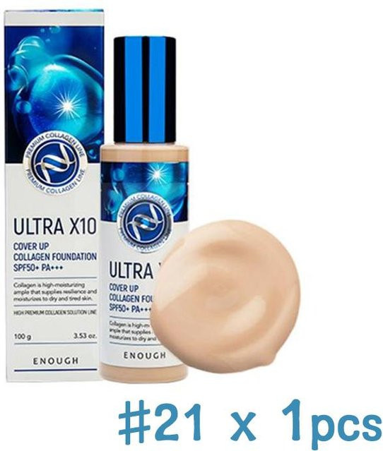 Genug Premium Ultra X10 Cover Up Collagen Foundation, 100 ml, Transparentes Beige, Glänzend - Bild 1