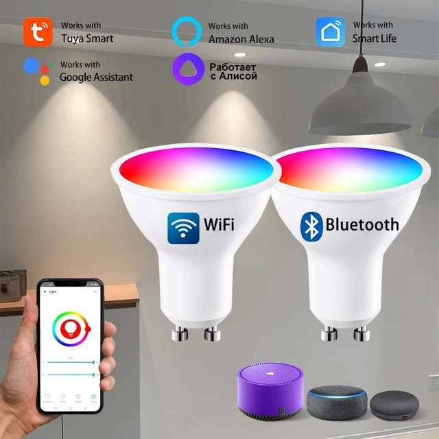 GGBEE Smart LED Downlight GU10 RGB mit WiFi und Bluetooth, dimmbar, kompatibel mit Alexa und Google Assistant, 220V - Bild 1