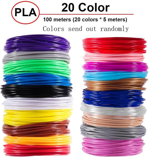 20 Farben 3D-Drucker Filament Set für PLA 3D-Stifte, 5m Multicolor FDM Druckmaterial - Bild 1