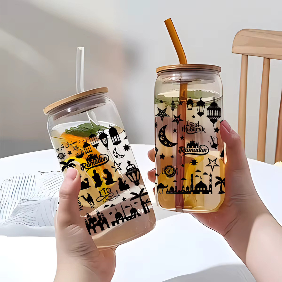 Wasserdichter UV-Transfer Aufkleber im Ramadan Design für Glas und DIY-Projekte, Schwarz, Orientalischer Stil - Bild 3
