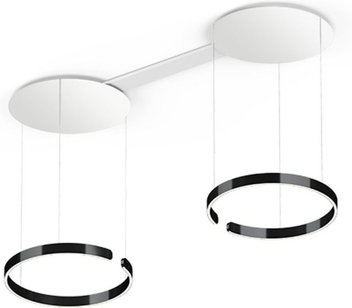 Occhio Mito Sospeso Due 60 LED Pendelleuchte dimmbar, Kopf Black Phantom, Baldachin Weiß Matt