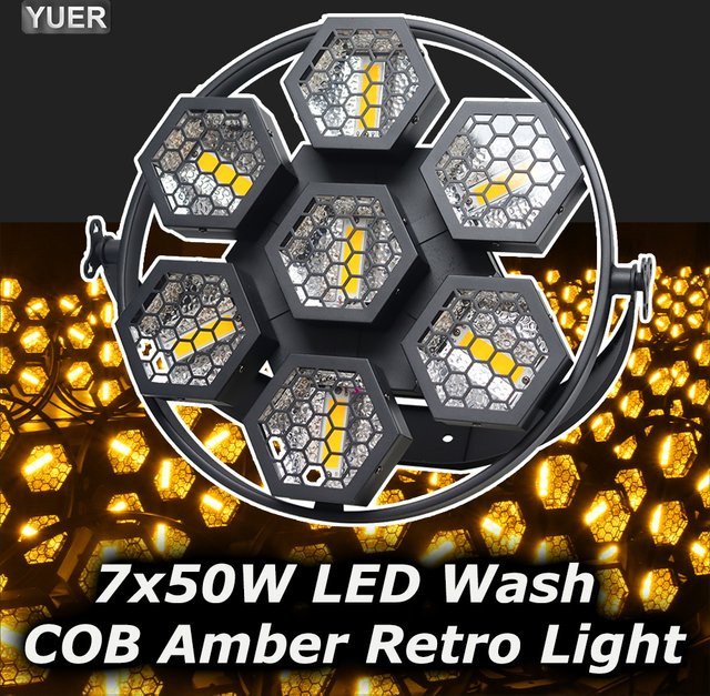 Yuer RGB COB LED Retro Stroboskop mit DMX512 und App-Steuerung, 7x50W Multicolour Effektlicht für DJ, Party und Disco, Schwarz - Bild 1