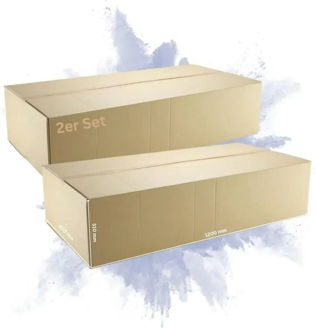 PROREGAL 2er Set Versandkarton aus 2-welliger Wellpappe, Braun, L: 120 cm, B: 60 cm, H: 31 cm - Bild 1