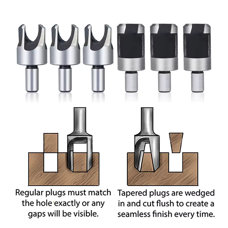 XCAN 8-teiliges Holzstopfen-Schneider-Bohrer-Set mit rundem Schaft, Klaue und konischem Bohrer für die Holzbearbeitung, Durchmesser: 6 mm, 10 mm, 13 mm, 16 mm - Bild 3