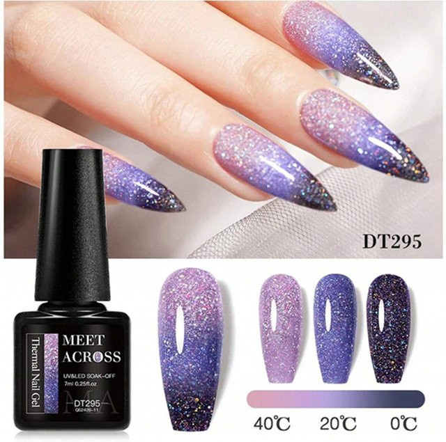 MEET ACROSS Thermischer Glitzer-Gel-Nagellack, Schimmernd, Unisex - Bild 1