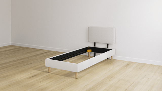 Emma Original Bett mit gepolstertem Rahmen in Beige, B/T: 90 x 200 cm - Bild 1