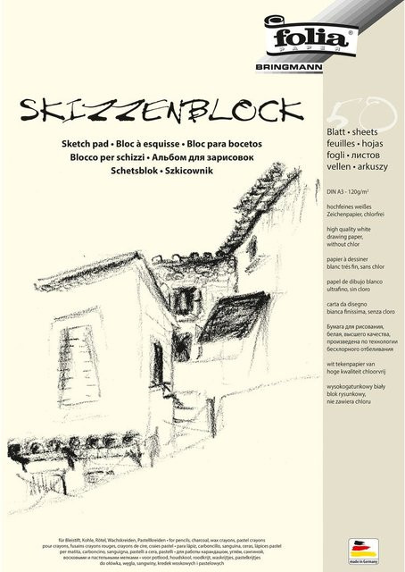 Skizzenblock Folia in Weiß, DIN A3, B/T/H: 42,0 x 29,7 x 0,5 cm - Bild 1