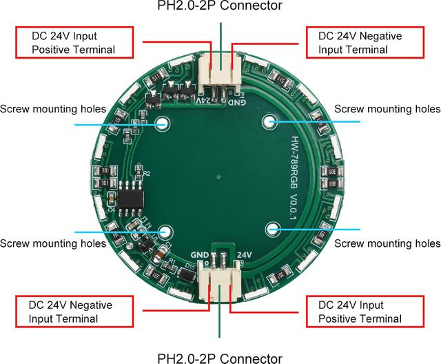 Rundes LED Modul mit Touch-Induktionsschalter für RGB Lichtstreifen, DC 24V, Blau und Grün - Bild 1