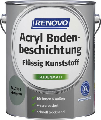 RENOVO Bodenbeschichtung in Grau/Silber, wasserbasiert, satin-matt und deckend - Bild 1