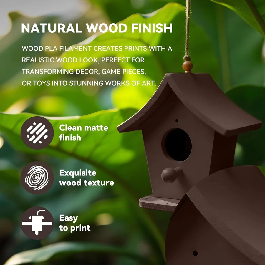 JAYO 3D-Drucker Filament Holz-PLA mit 15 % Holzfaser, 1,75 mm, Braun, 6 Rollen, passend für FDM-Drucker - Bild 3