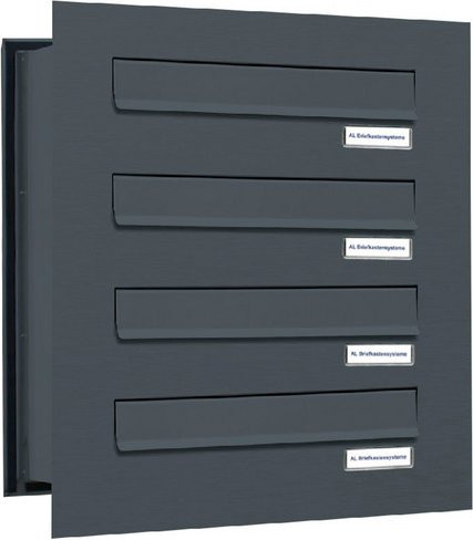 AL Briefkastensystem für 4 Parteien, Mauerdurchwurf, grau, B/H/T: 38,5 x 46 x 48,0 cm - Bild 1